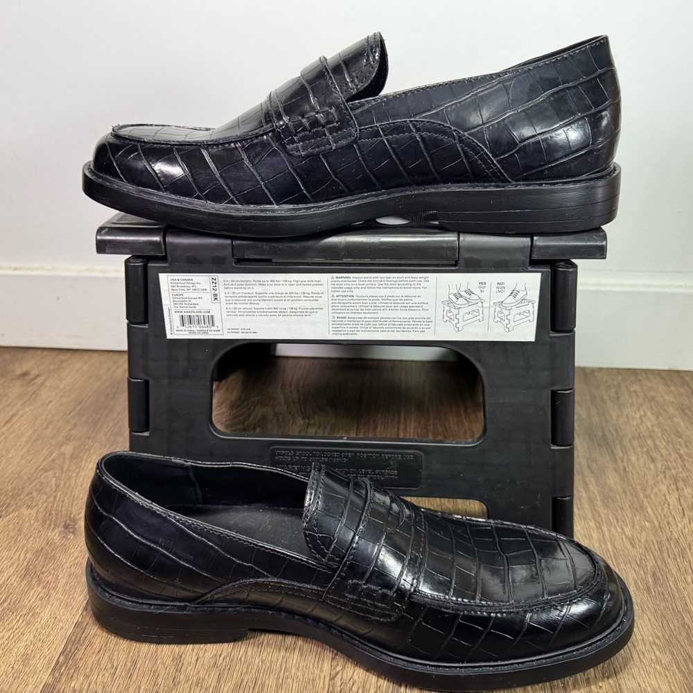 INC International Concepts Black Croc-Embossed Penny Loafers